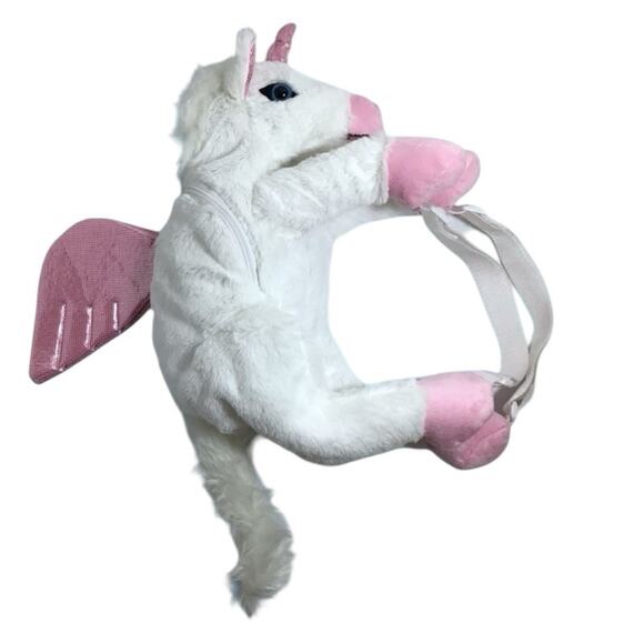 Funzone Unicorn Backpack NWT Pegasus White Pink Stuffed Plush 19” Sparkly Bag - Picture 2 of 10